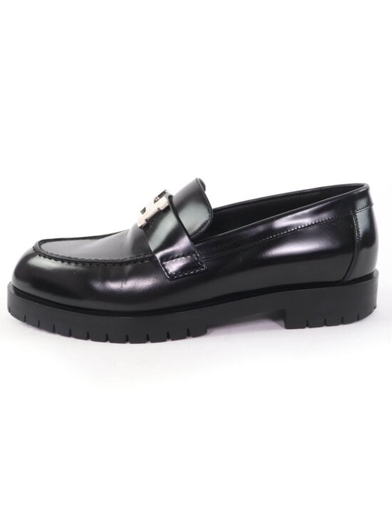 Hermes Moccasins Faubourg Constance Silver Leather Loafers Black display picture 1